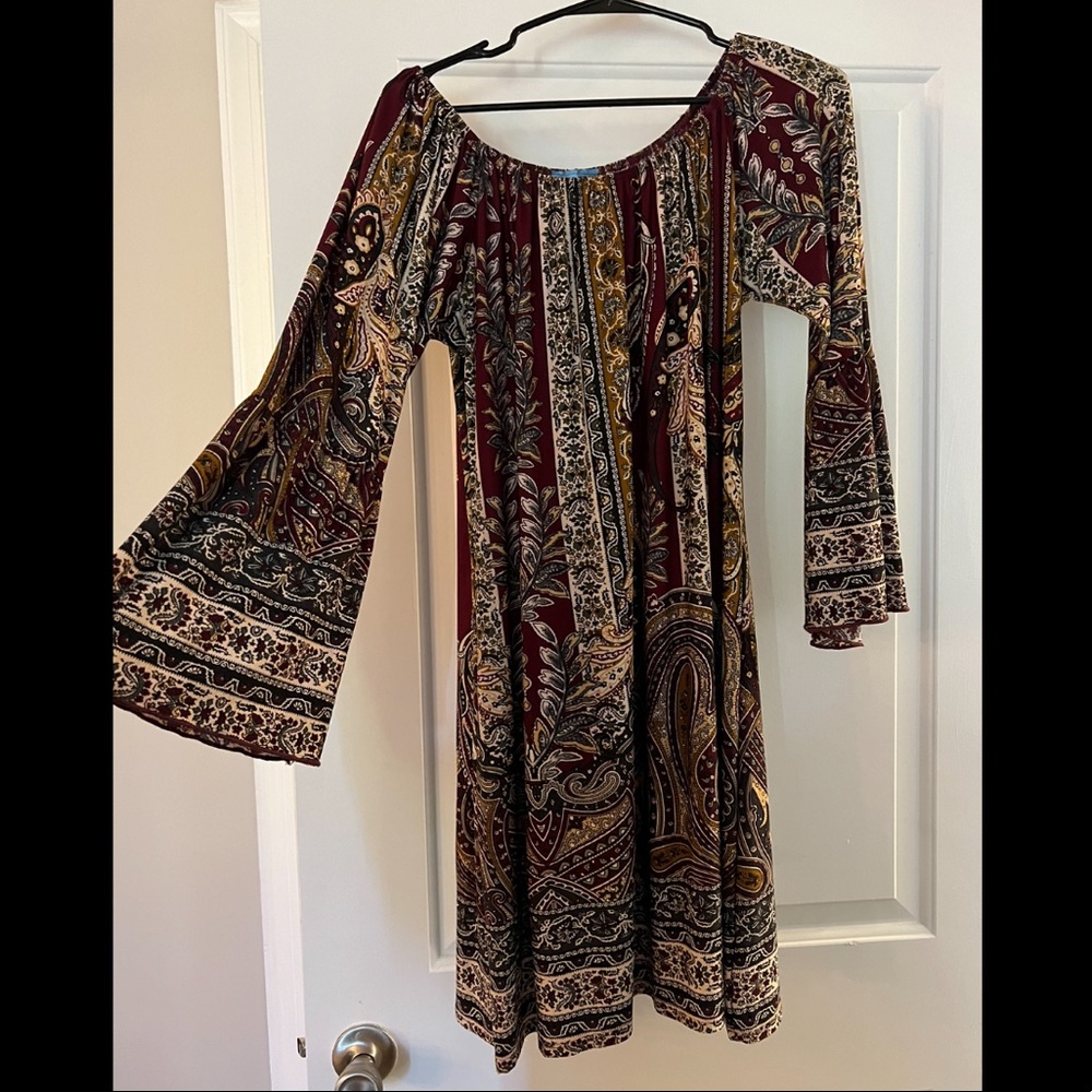 Paisley Bell Sleeve Boutique Dress